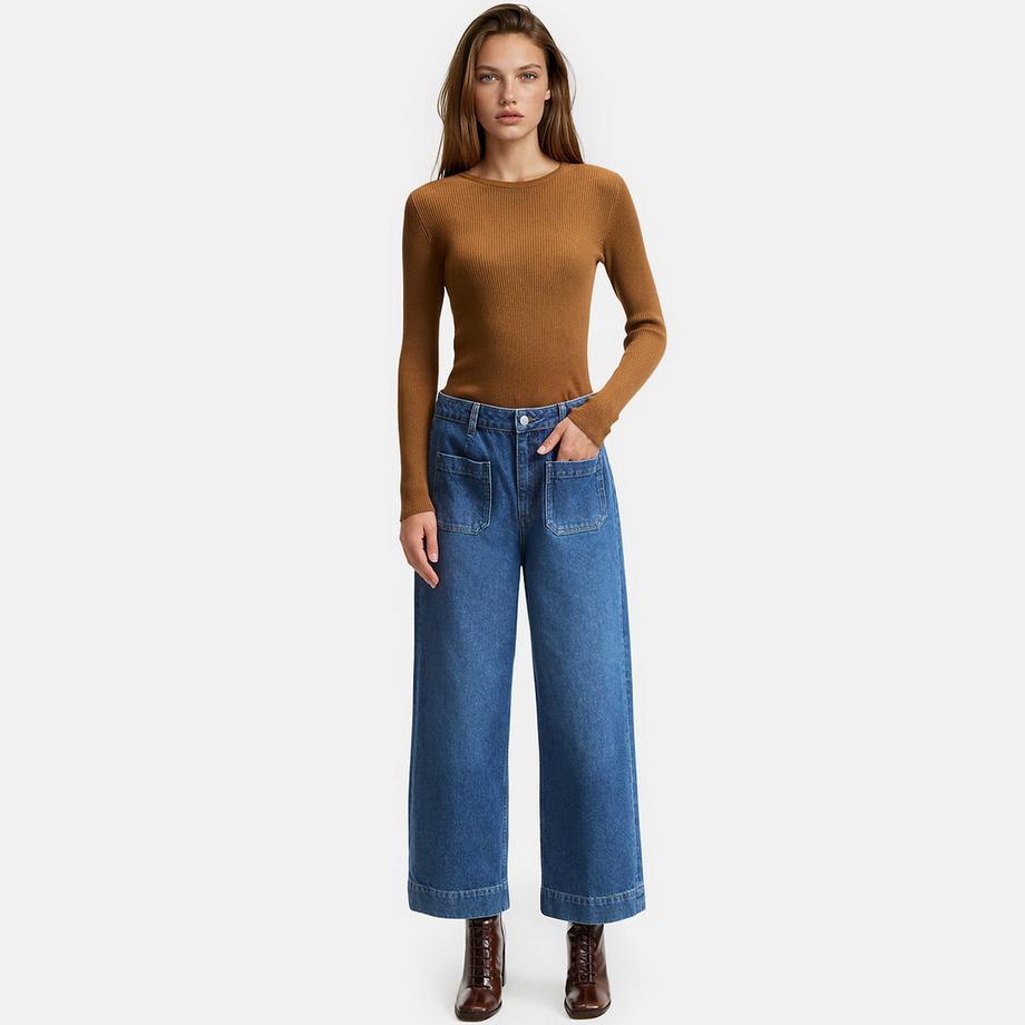 La Redoute Collections Pull col rond en fine maille  