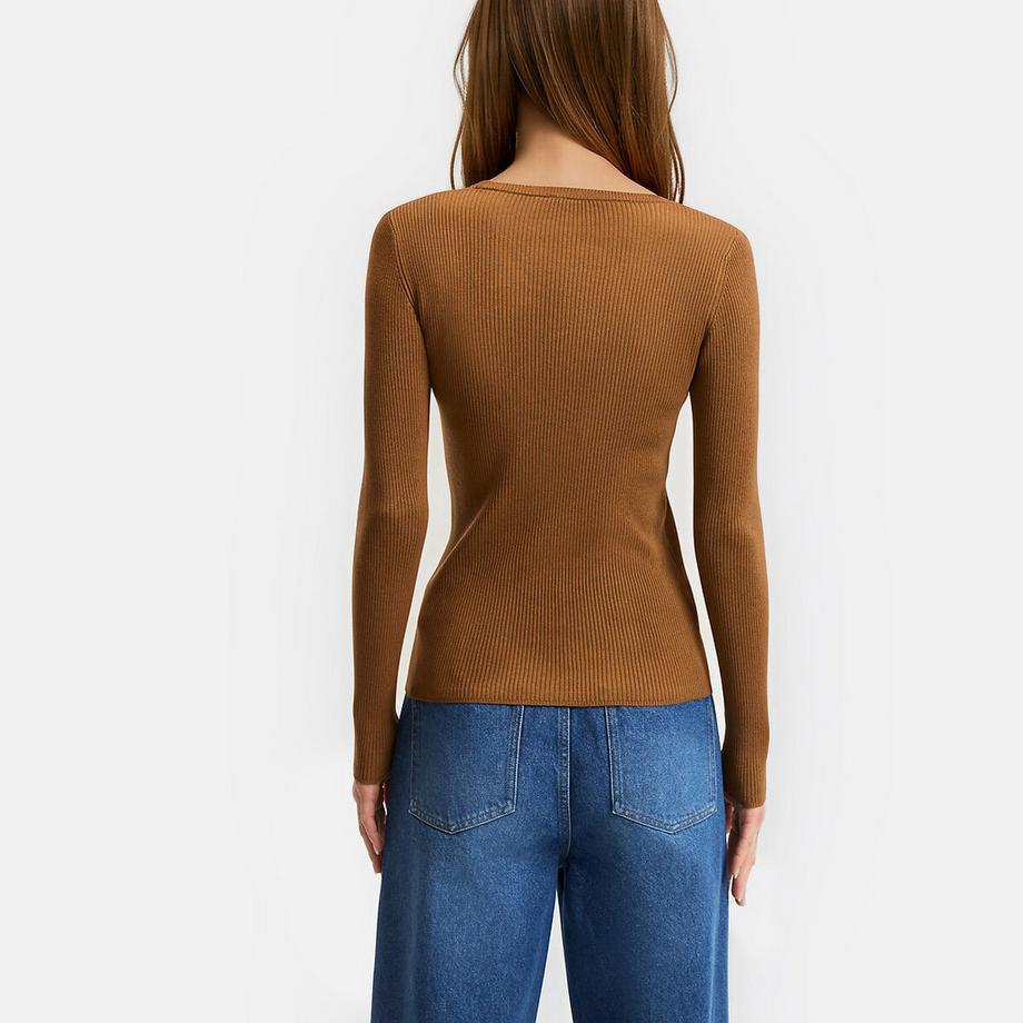 La Redoute Collections Pull col rond en fine maille  