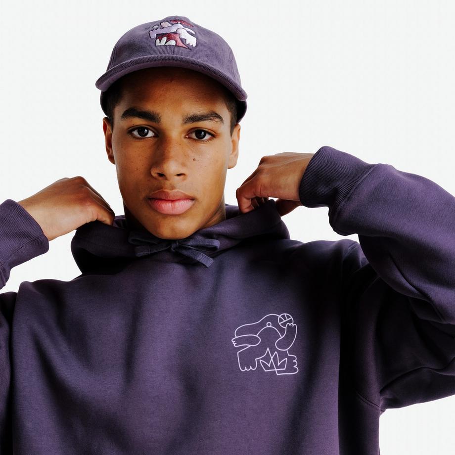 DECATHLON  Sweat à capuche relax mixte, Elementals, violet foncé 