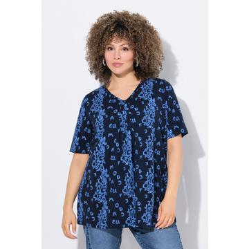 Maglia dal taglio svasato con lettere, scollo a V e mezze maniche