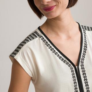 La Redoute Collections T-shirt brodé col V  