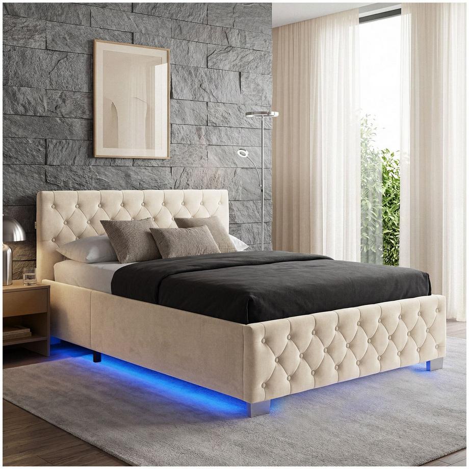 Set letto  Letto imbottito effetto velluto con motivo trapuntato Chesterfield