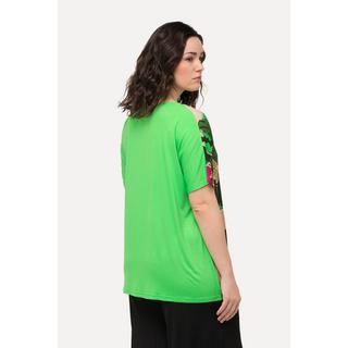 Ulla Popken T-Shirt Oversized Imprimé Palmiers Col Tunique Manches Courtes  