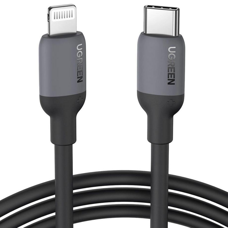 Ugreen USB-C-zu-Lightning-MFI-Kabel, PD, 20 W, 480 Mbit/s, 1 m – Schwarz