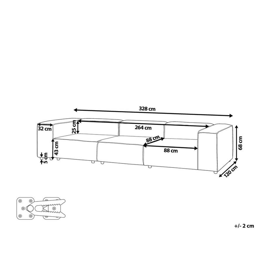 Beliani Canapé 3 places en Bouclé Scandinave ARDAL  