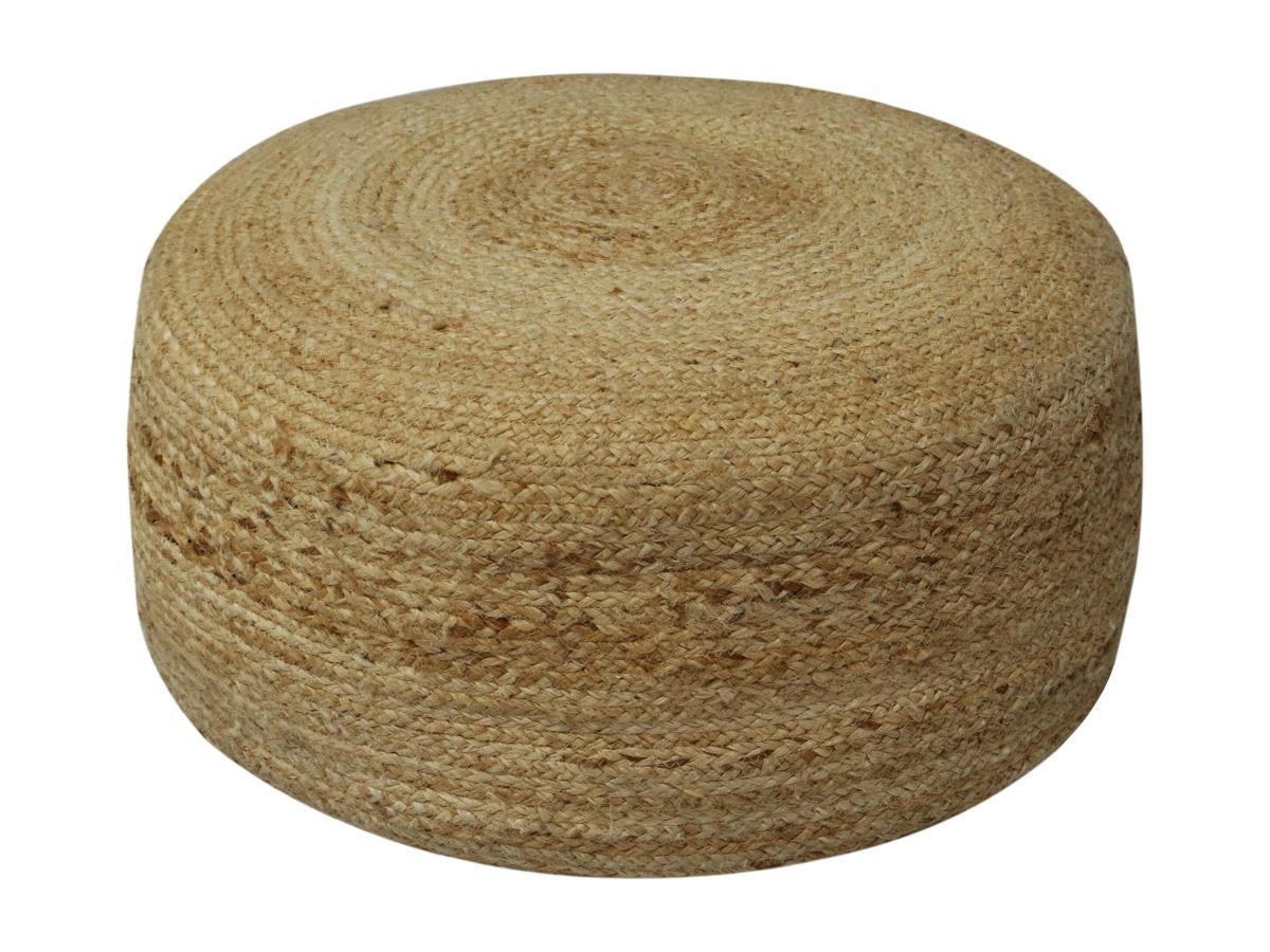 Vente-unique Pouf tressé en jute et coton naturel KIRIGAN  