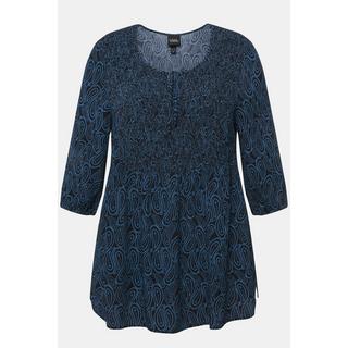 Ulla Popken Blouse Smockée Ligne A Encolure Ronde Manches 3/4  