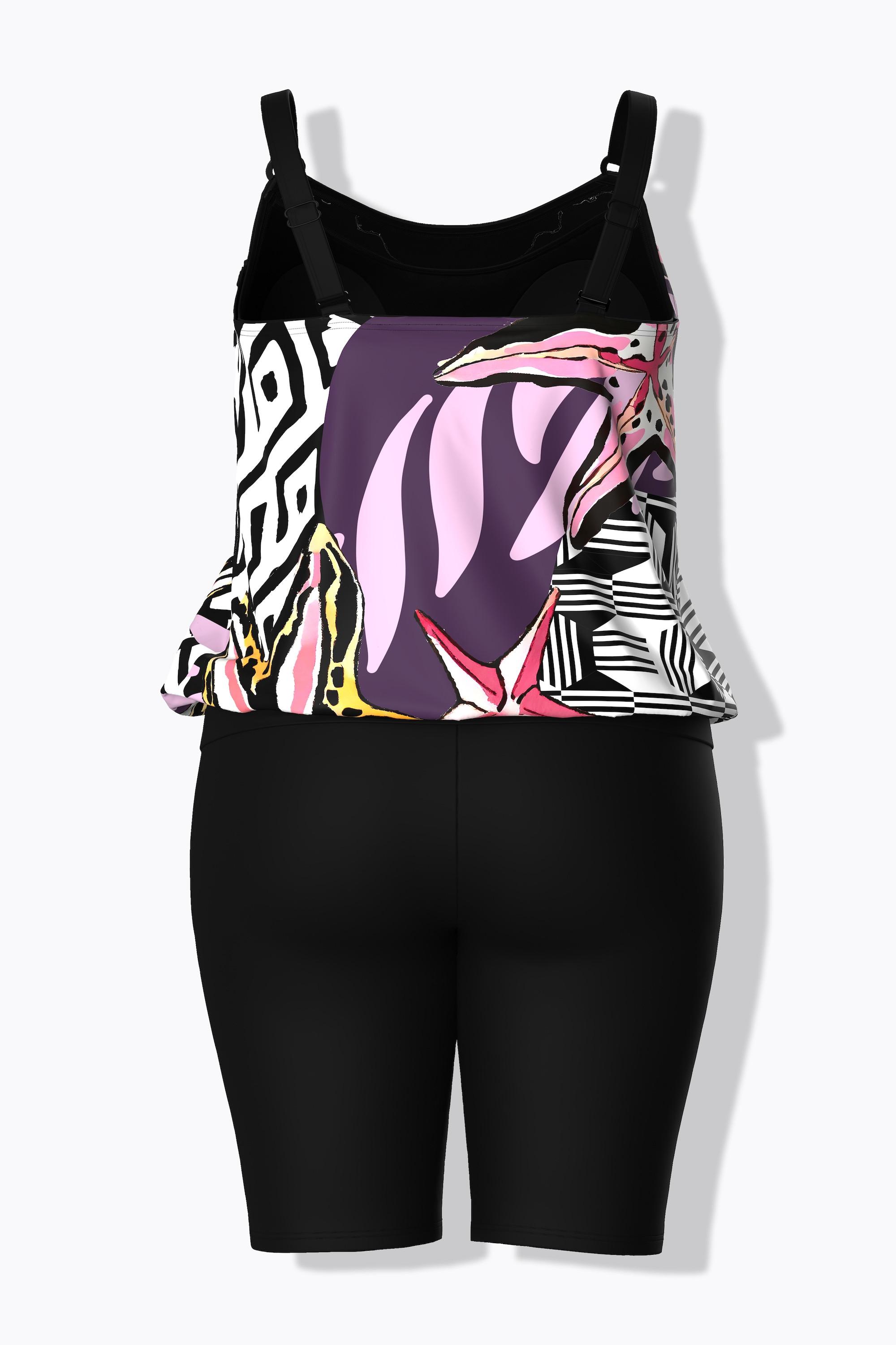 Ulla Popken Tankini stampa patchwork coppe morbide spalline regolabili  