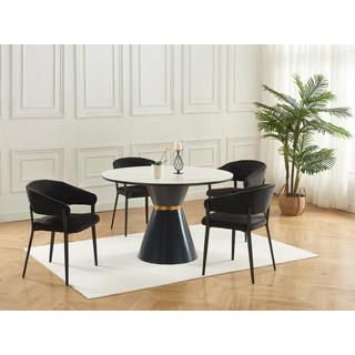 Vente-unique Lot de 6 chaises avec accoudoirs en tissu et métal - Noir - AVRELA  