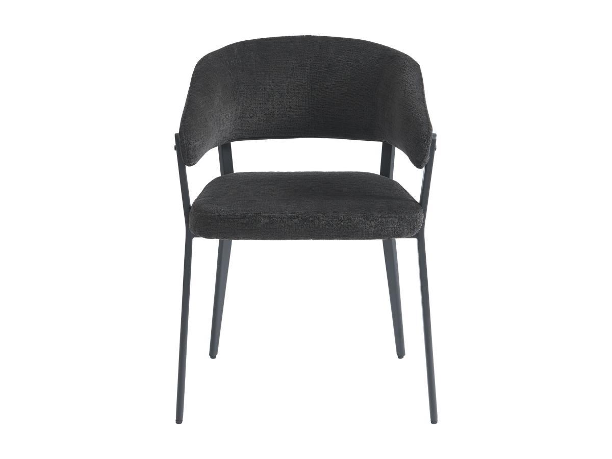 Vente-unique Lot de 6 chaises avec accoudoirs en tissu et métal - Noir - AVRELA  