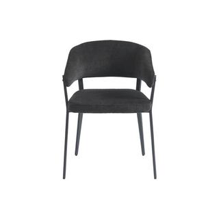 Vente-unique Lot de 6 chaises avec accoudoirs en tissu et métal - Noir - AVRELA  