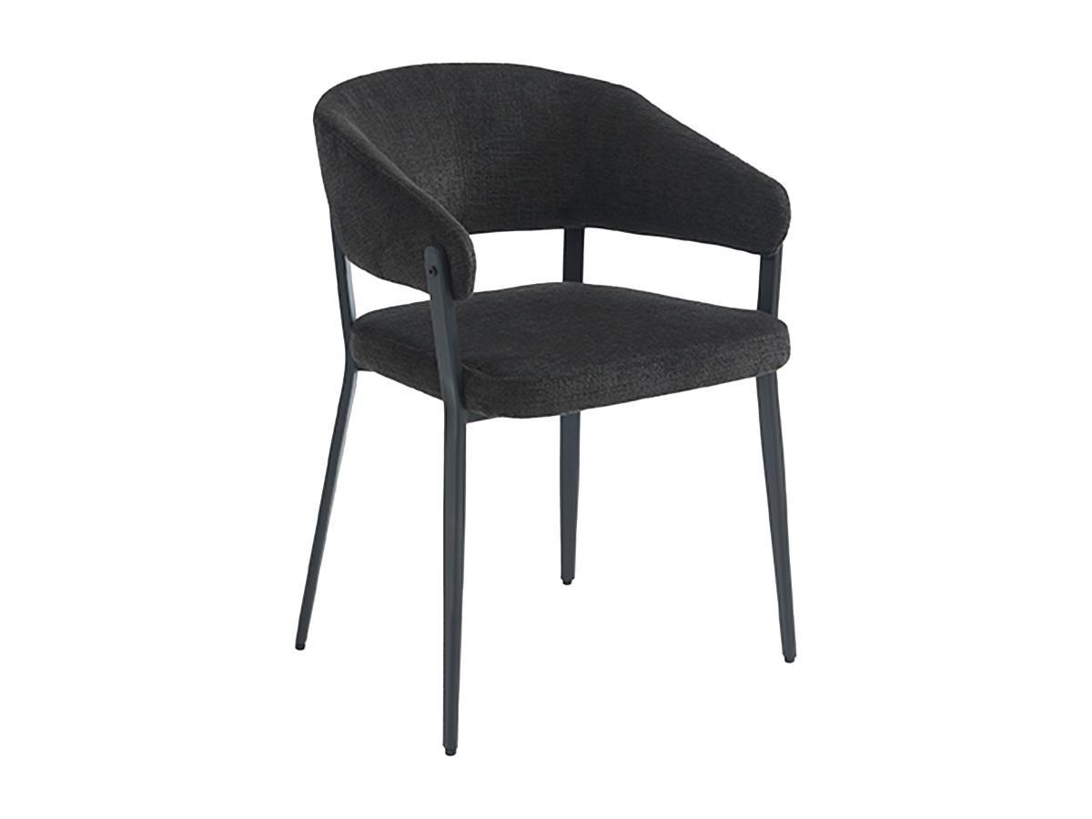 Vente-unique Lot de 6 chaises avec accoudoirs en tissu et métal - Noir - AVRELA  