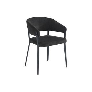 Vente-unique Lot de 6 chaises avec accoudoirs en tissu et métal - Noir - AVRELA  