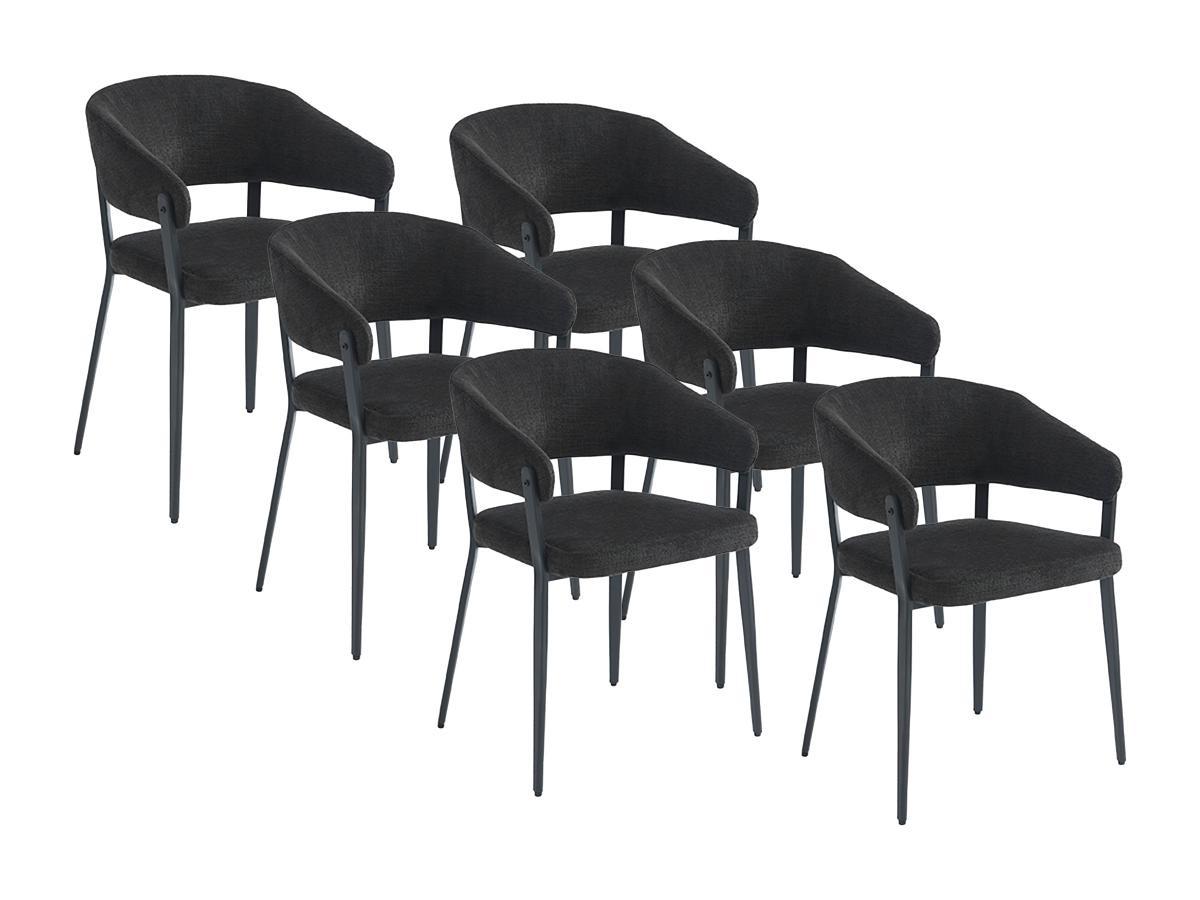 Vente-unique Lot de 6 chaises avec accoudoirs en tissu et métal - Noir - AVRELA  