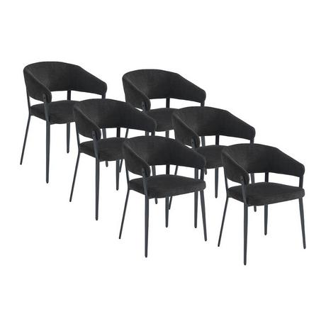 Vente-unique Lot de 6 chaises avec accoudoirs en tissu et métal - Noir - AVRELA  