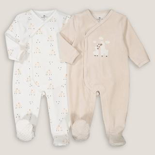 La Redoute Collections  2er-Pack Samt-Strampler mit Lama-Motiven 