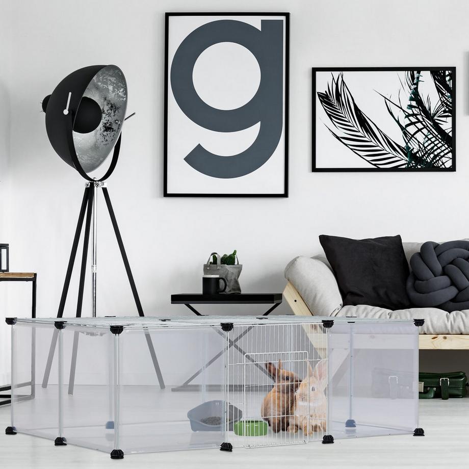 B2X  16-teiliges Freilaufgehege Transparent 