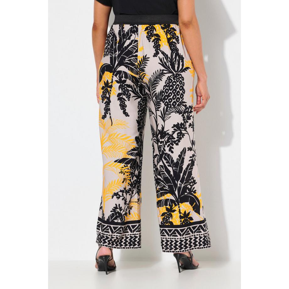 Ulla Popken Hose weites gerades Bein Palmen Elastikbund  