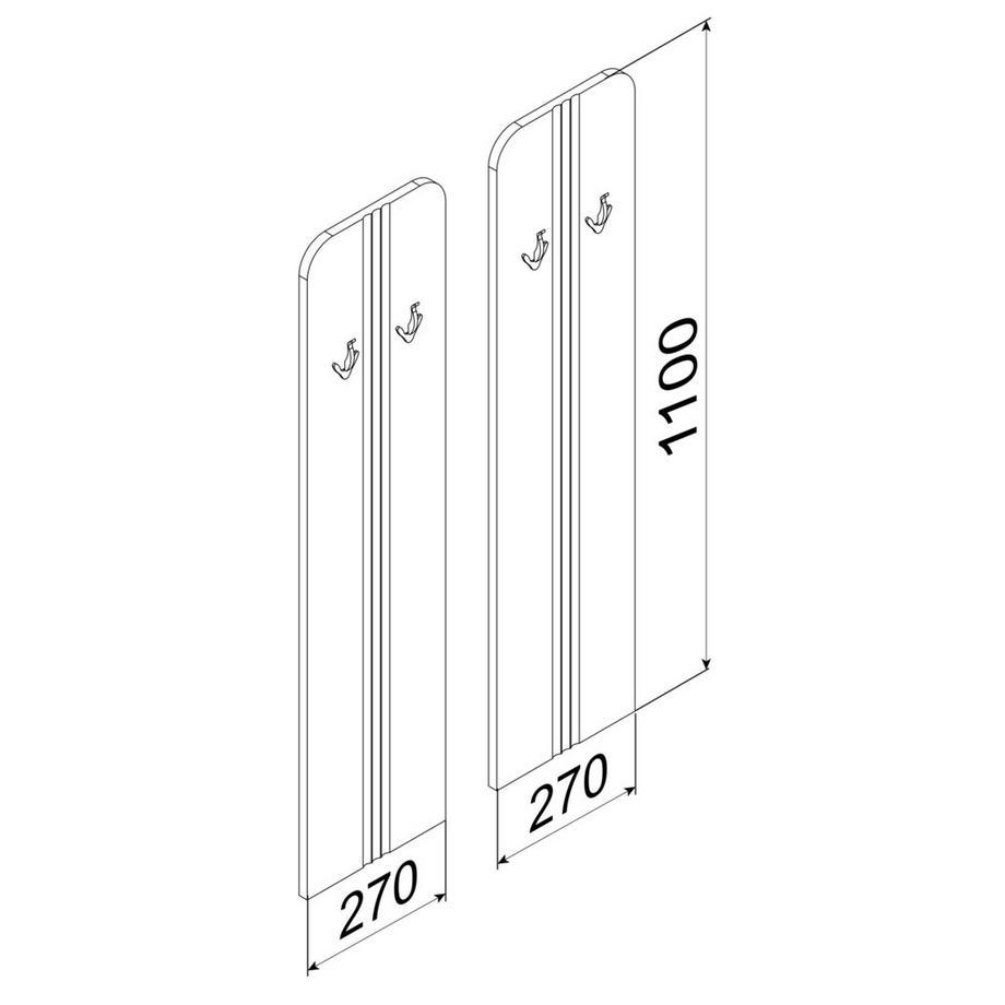 VCM Holz Garderoben-Set | Dielenmöbel | Maße pro Paneel: H. 110 x B. 27 x T. 2 cm | je Paneel 2 Haken - Balia  