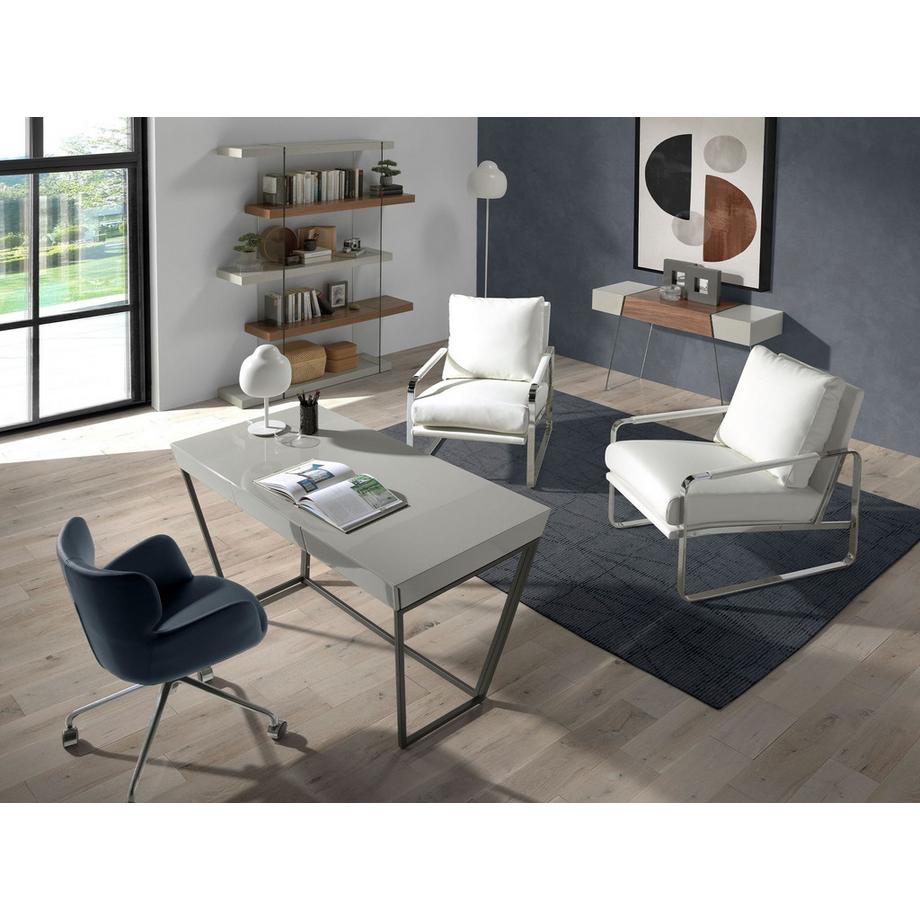 ANGEL CERDA  Rechteckiger Konsolentisch ausem Holz, Walnuss und gehärtetem Glas 