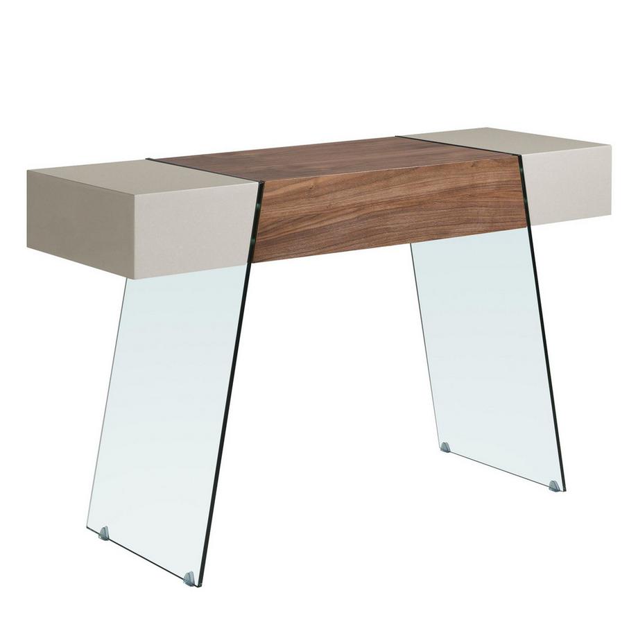 ANGEL CERDA  Rechteckiger Konsolentisch ausem Holz, Walnuss und gehärtetem Glas 