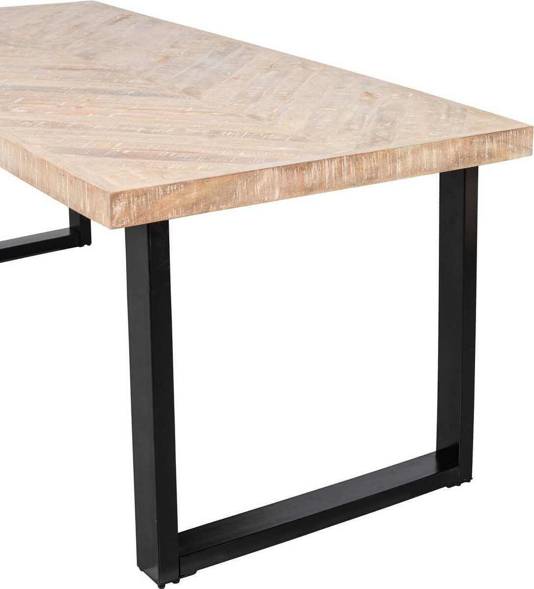 mutoni Table de salle à manger Tablo Mango Herringbone 200x90 Pied en U  