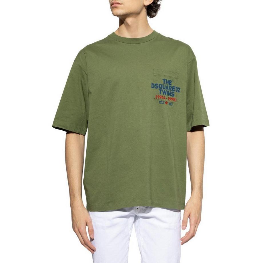 DSQUARED2  Maglietta Logo Cotone Tasca Sul Petto 