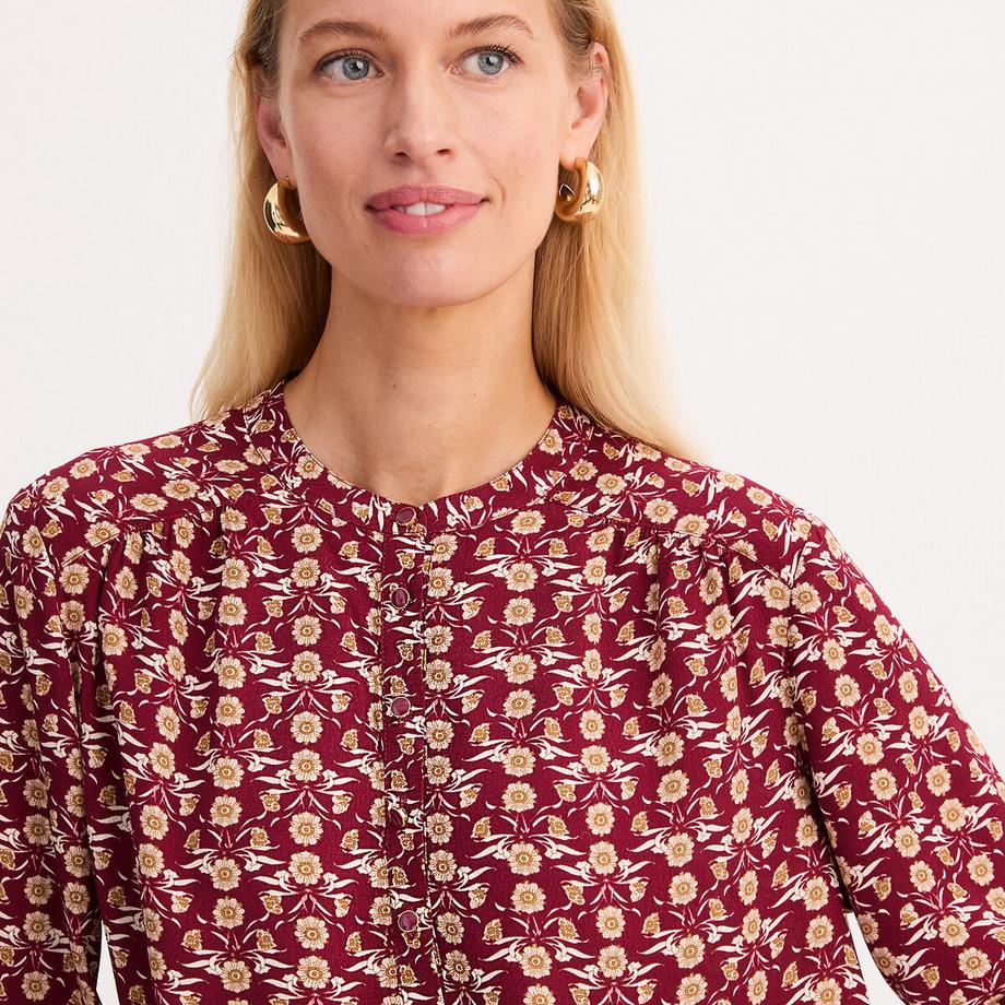 La Redoute Collections Blouse col tunisien imprimé floral manches longues en viscose  