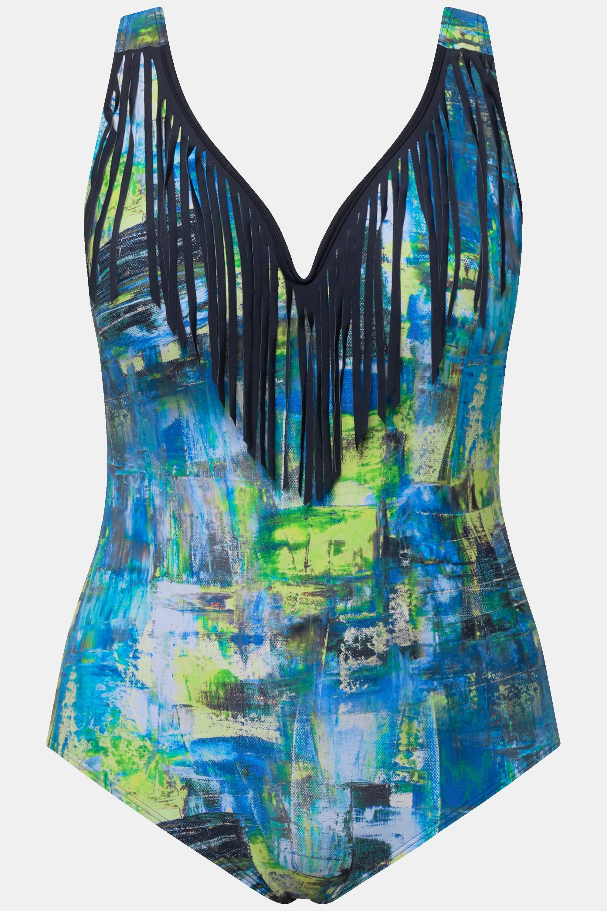 Ulla Popken Maillot de bain franges décolleté cœur bonnets souples  