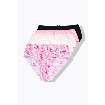 Culottes midi, lot de 5, nœuds/couleur unie