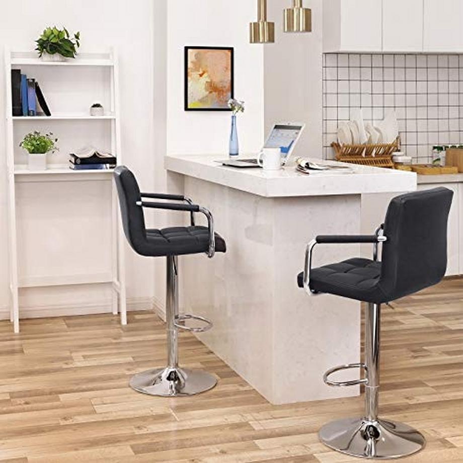 Pricenet  Verstellbaree Barhocker mit PU-Leder und Schaumstoffpolsterung 