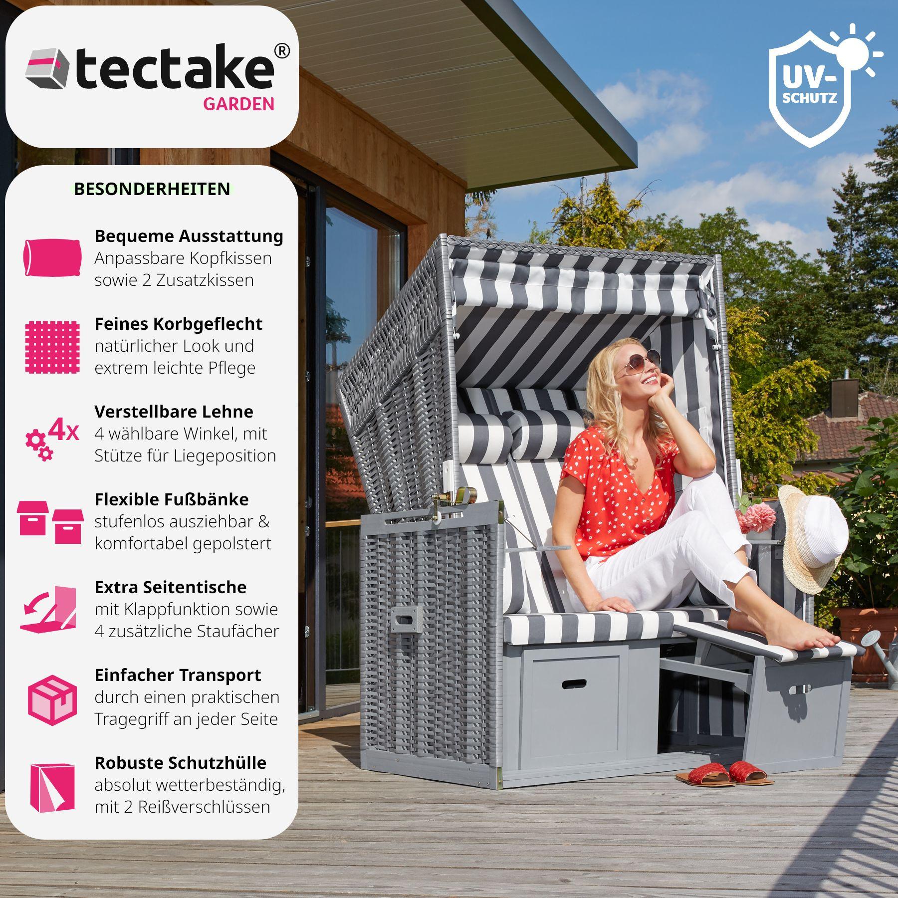 Tectake  Corbeille de plage avec housse de protection 