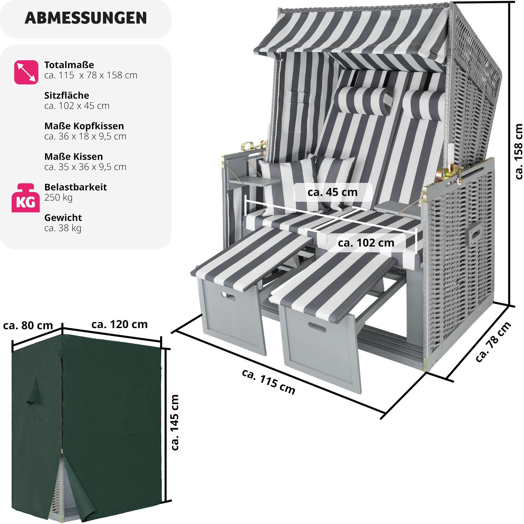 Tectake  Corbeille de plage avec housse de protection 