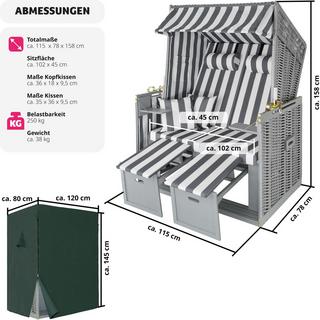 Tectake  Corbeille de plage avec housse de protection 