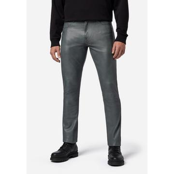 Pantaloni in pelle da uomo Slim Fit, pantaloni in pelle 5 tasche in pelle di agnello - Slim Fit