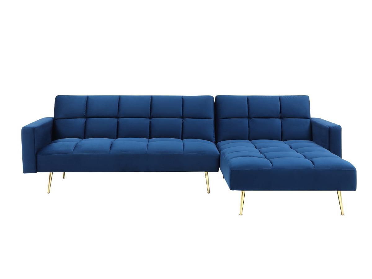 Vente-unique Klappecksofa mit Schlaffunktion - Ecke wechselbar - Samt - Königsblau - NIETO  