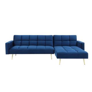 Vente-unique Klappecksofa mit Schlaffunktion - Ecke wechselbar - Samt - Königsblau - NIETO  