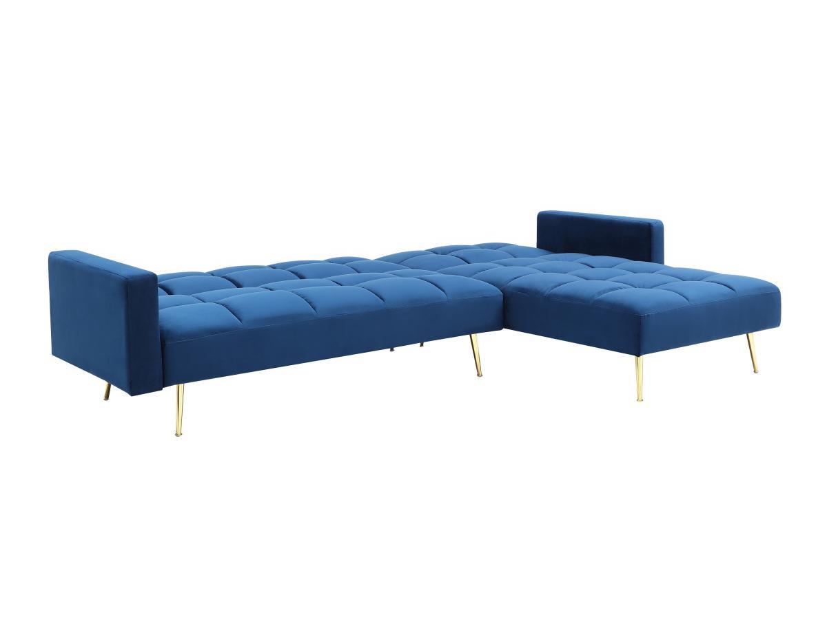 Vente-unique Canapé d'angle convertible réversible clic-clac en velours bleu roi NIETO  