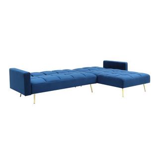 Vente-unique Canapé d'angle convertible réversible clic-clac en velours bleu roi NIETO  