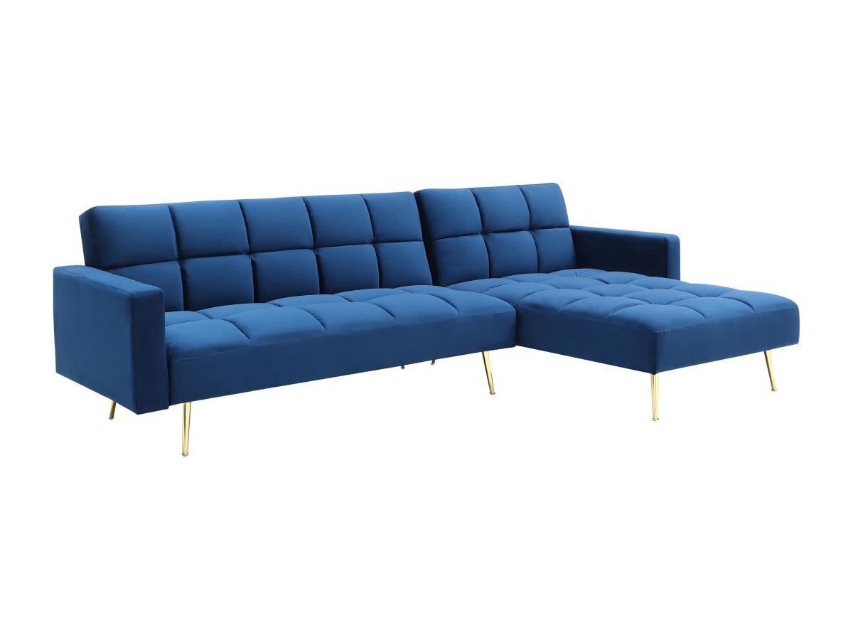 Vente-unique Klappecksofa mit Schlaffunktion - Ecke wechselbar - Samt - Königsblau - NIETO  