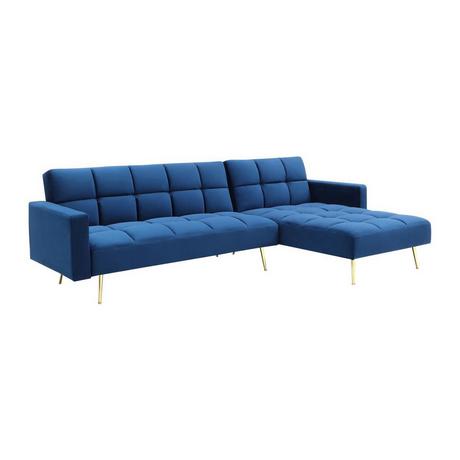 Vente-unique Canapé d'angle convertible réversible clic-clac en velours bleu roi NIETO  