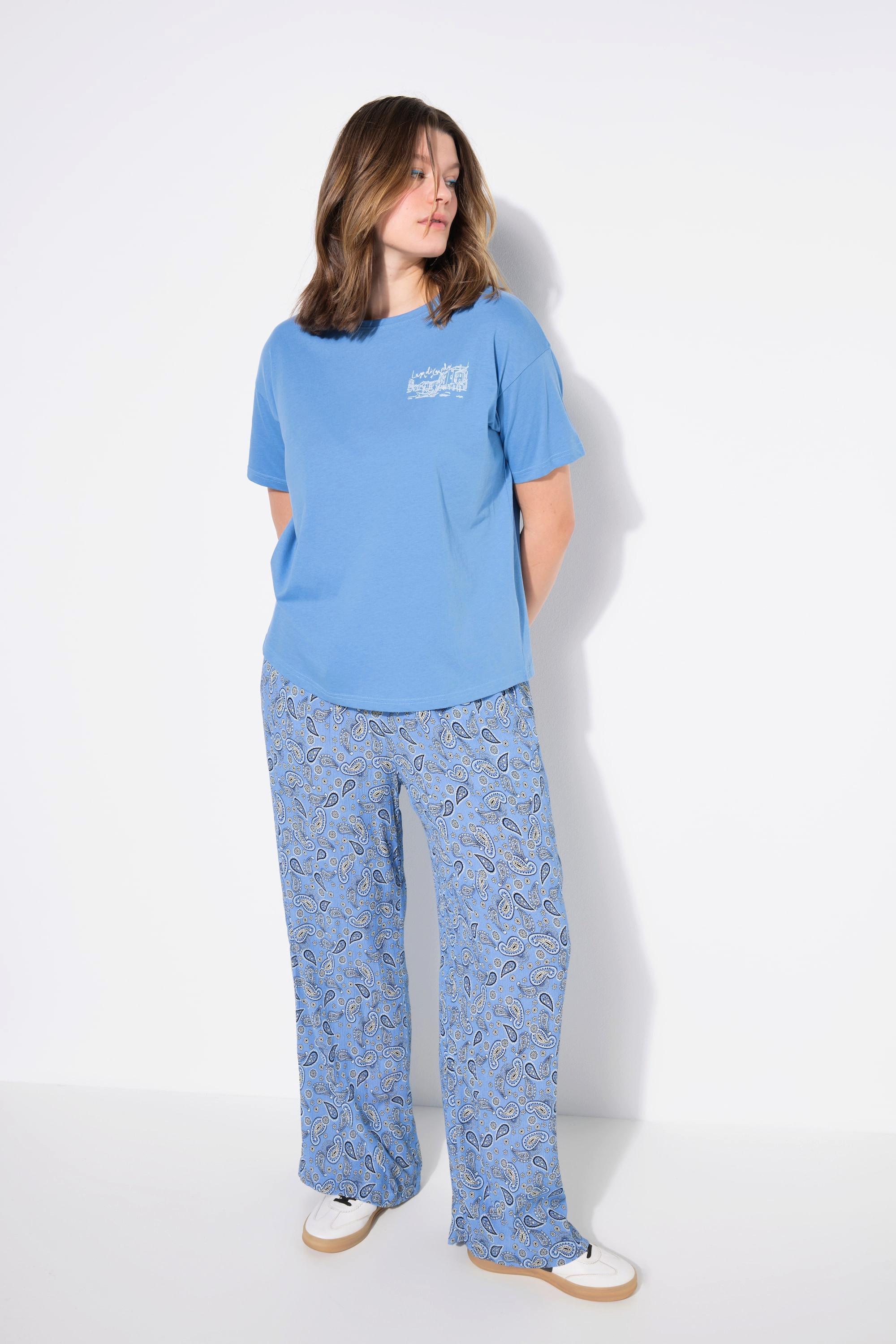 Studio Untold Pantalon à enfiler Wide Legs Imprimé Cachemire  