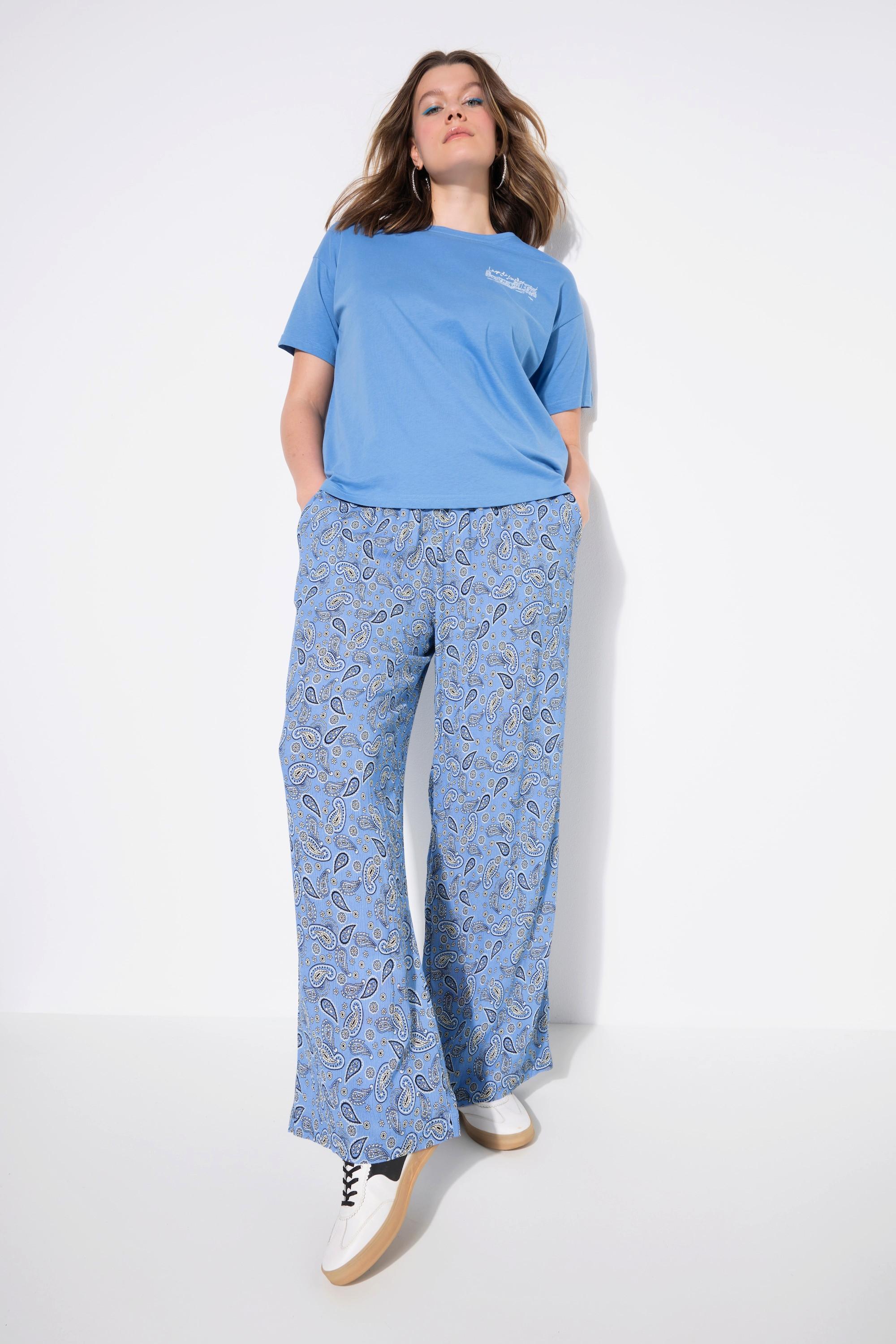 Studio Untold Pantalon à enfiler Wide Legs Imprimé Cachemire  