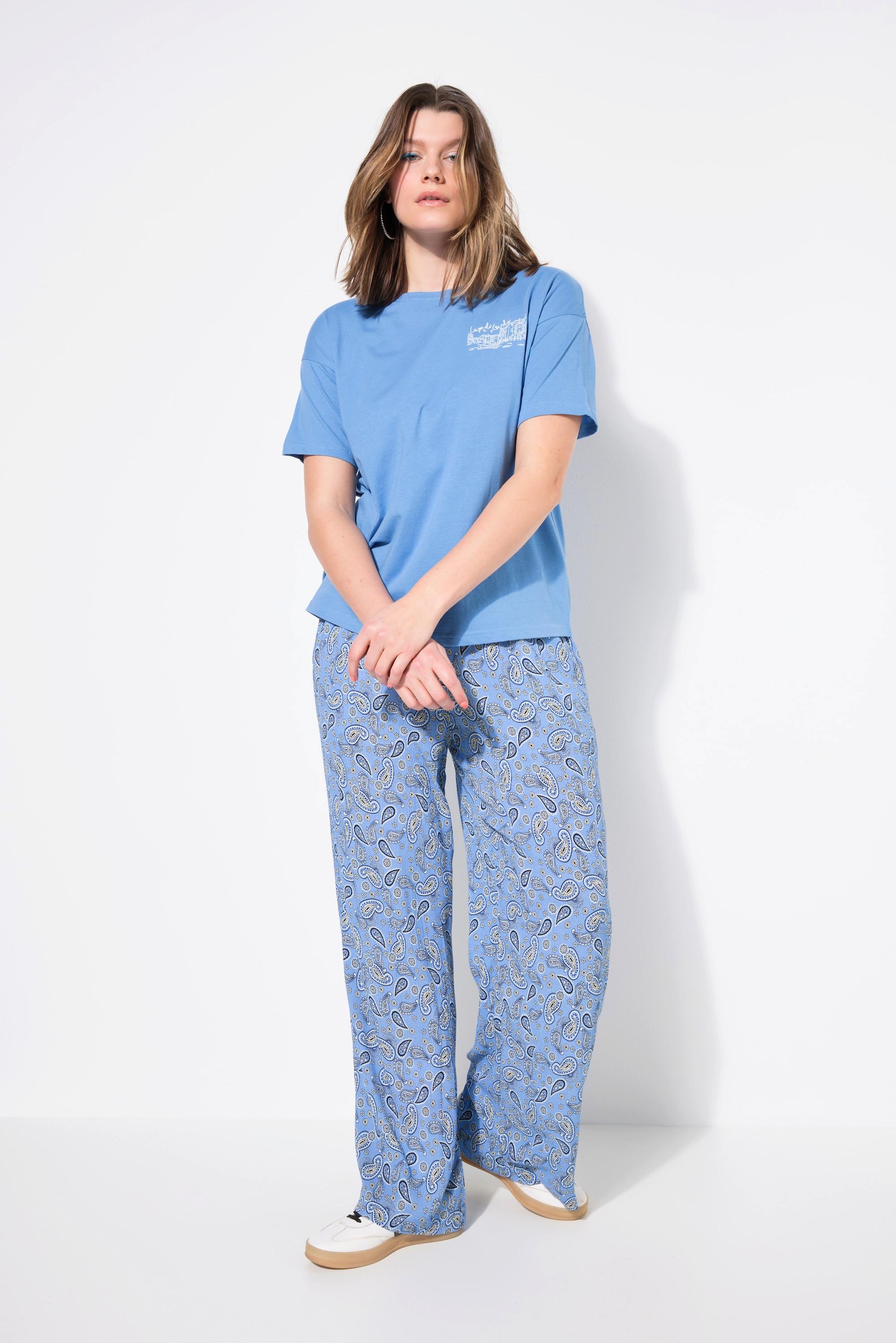 Studio Untold Pantalon à enfiler Wide Legs Imprimé Cachemire  