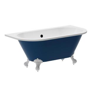 SHOWER DESIGN Baignoire semi îlot rétro avec pieds d'aigle - Bleu brillant - 154L - 150 x 74 x 61 cm - BOLISA  