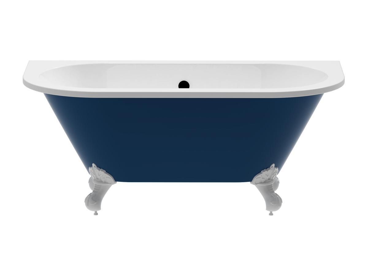 SHOWER DESIGN Baignoire semi îlot rétro avec pieds d'aigle - Bleu brillant - 154L - 150 x 74 x 61 cm - BOLISA  