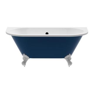 SHOWER DESIGN Baignoire semi îlot rétro avec pieds d'aigle - Bleu brillant - 154L - 150 x 74 x 61 cm - BOLISA  