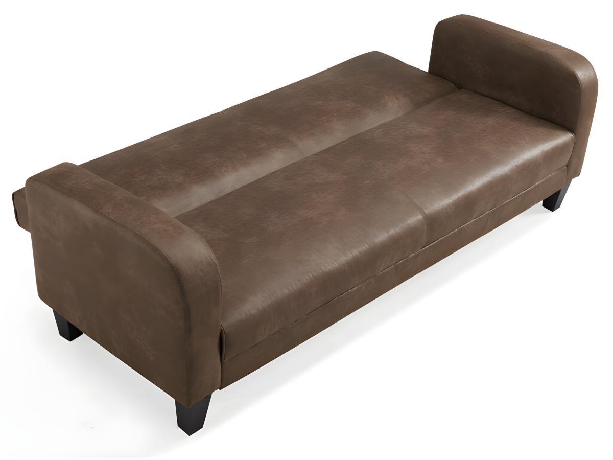 Vente-unique Canapé club 3 places conible INICIO en microfibre aspect cuir vieilli  