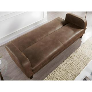 Vente-unique Canapé club 3 places conible INICIO en microfibre aspect cuir vieilli  