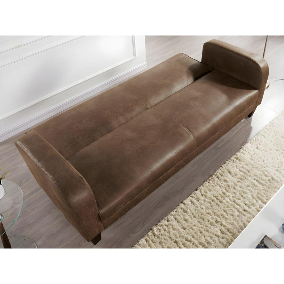 Vente-unique Divano letto club 3 posti in Tessuto microfibra effetto cuoio invecchiato INICIO  